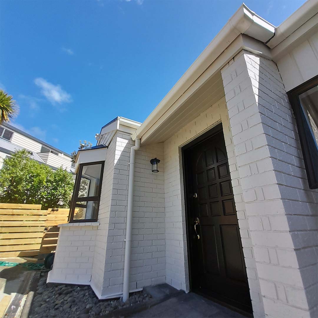 painted brick with black front door